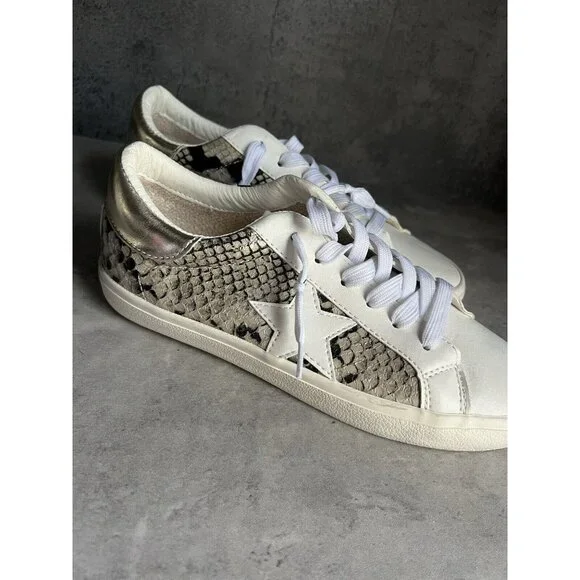 Steve Madden Madden Girls White Multi Snakeskin Star Sneakers Womens Size 7.5 - Picture 14 of 16